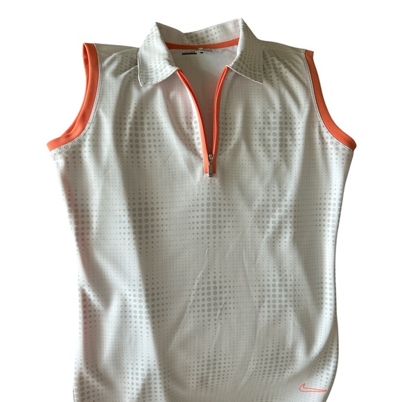 Nike White and Orange Zip Polo Top - Picture 1 of 4